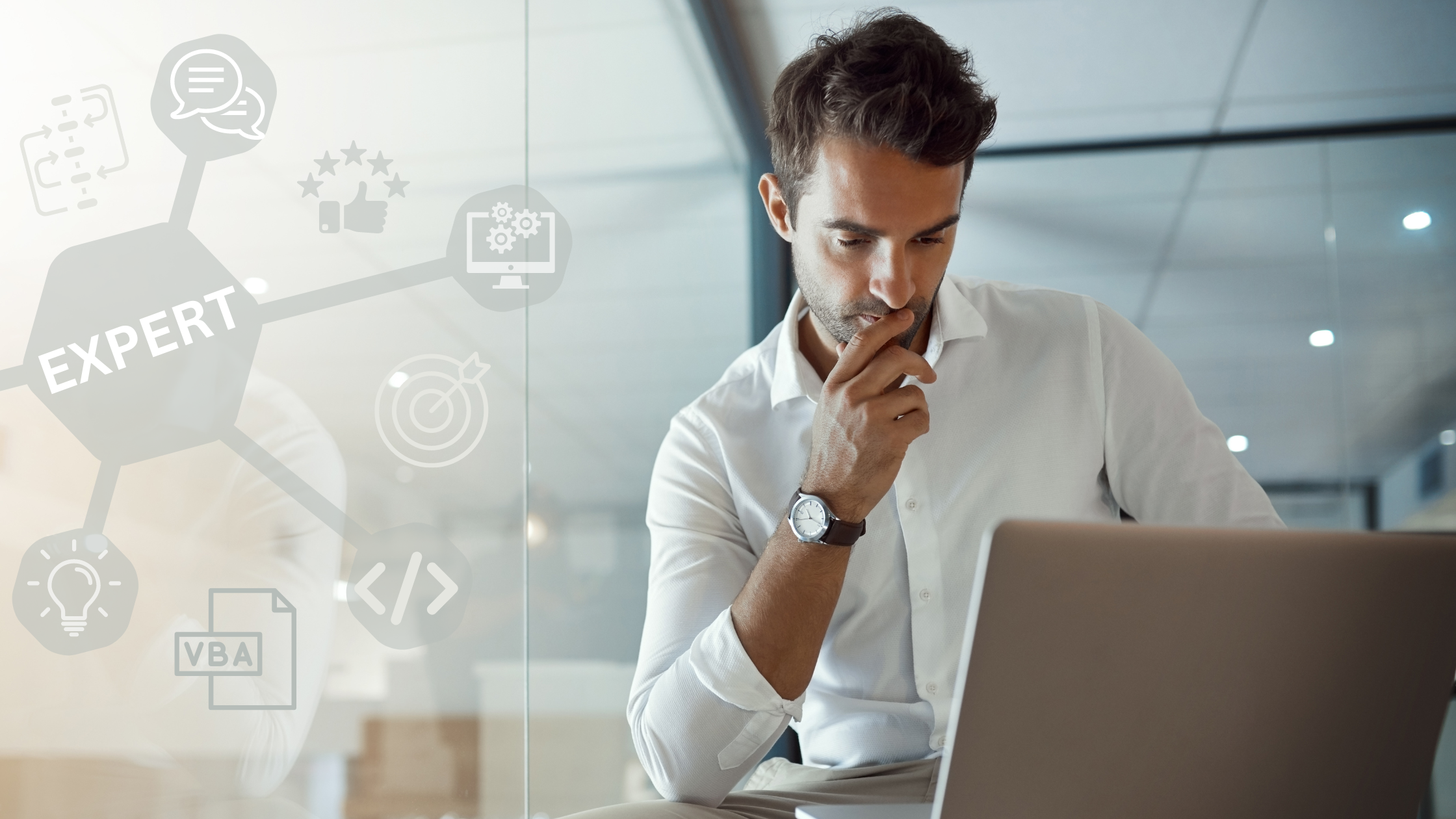 Man sitting in front of a computer